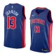 NBA Men Detroit Pistons Blue #13 JOHNSON Jersey High Quality Name and Number Print