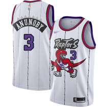 NBA Men Toronto Raptors Classical White #3 ANUNOBY Jersey with Drangon High Quality Name and Number Print