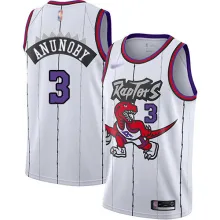 NBA Men Toronto Raptors Classical White #3 ANUNOBY Jersey with Drangon High Quality Name and Number Print