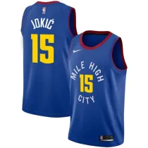 NBA Men Denver Nuggets Blue City #15 JOKIC Jersey High Quality Name and Number Print