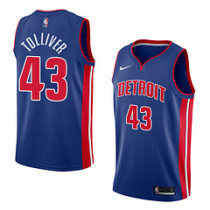 NBA Men Detroit Pistons Blue #43 TOLLIVER Jersey High Quality Name and Number Print