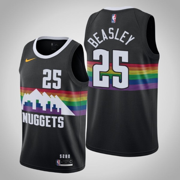 NBA Men Denver Nuggets Black City #25 BEASLEY Jersey High Quality Name and Number Print