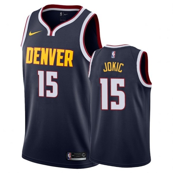 NBA Men Denver Nuggets Dark Blue #15 JOKIC Jersey High Quality Name and Number Print