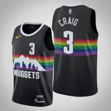 NBA Men Denver Nuggets Black City #3 CRAIG Jersey High Quality Name and Number Print