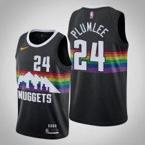 NBA Men Denver Nuggets Black City #24 PLUMLEE Jersey High Quality Name and Number Print