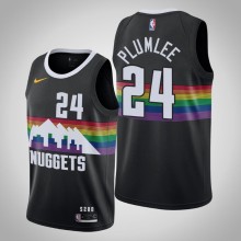 NBA Men Denver Nuggets Black City #24 PLUMLEE Jersey High Quality Name and Number Print