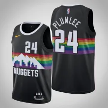 NBA Men Denver Nuggets Black City #24 PLUMLEE Jersey High Quality Name and Number Print