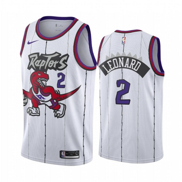 NBA Men Toronto Raptors Classical White #2 LEONARD Jersey with Drangon High Quality Name and Number Print