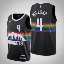 NBA Men Denver Nuggets Black City #4 MILLSAP Jersey High Quality Name and Number Print