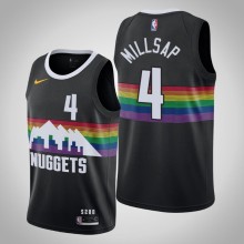 NBA Men Denver Nuggets Black City #4 MILLSAP Jersey High Quality Name and Number Print