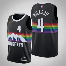 NBA Men Denver Nuggets Black City #4 MILLSAP Jersey High Quality Name and Number Print