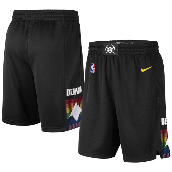 NBA Men Denver Nuggets Black City Pant Short High Quality Name and Number Print