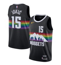 NBA Men Denver Nuggets Black City #15 JOKIC Jersey High Quality Name and Number Print