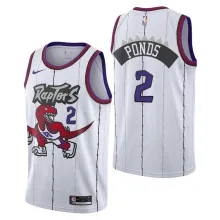 NBA Men Toronto Raptors Classical White #2 PONDS Jersey with Drangon High Quality Name and Number Print