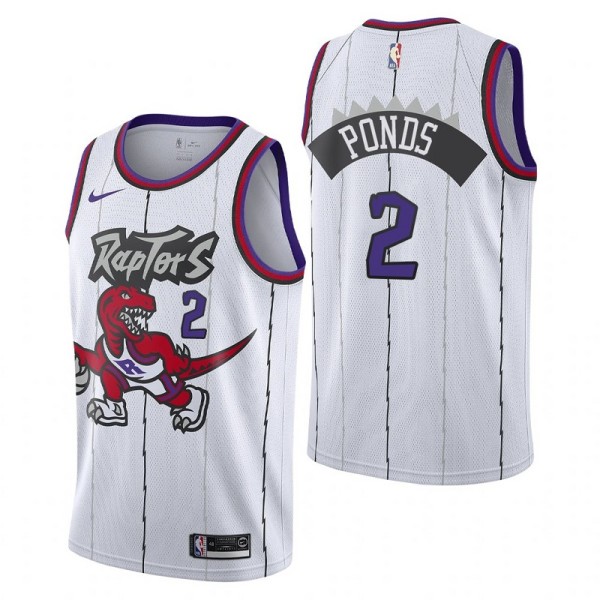 NBA Men Toronto Raptors Classical White #2 PONDS Jersey with Drangon High Quality Name and Number Print