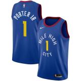 NBA Men Denver Nuggets Blue City #1 PORTER JR Jersey High Quality Name and Number Print