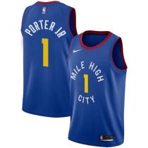 NBA Men Denver Nuggets Blue City #1 PORTER JR Jersey High Quality Name and Number Print