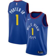 NBA Men Denver Nuggets Blue City #1 PORTER JR Jersey High Quality Name and Number Print