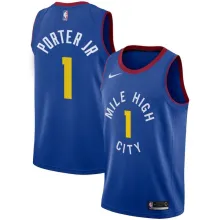 NBA Men Denver Nuggets Blue City #1 PORTER JR Jersey High Quality Name and Number Print
