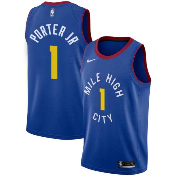 NBA Men Denver Nuggets Blue City #1 PORTER JR Jersey High Quality Name and Number Print