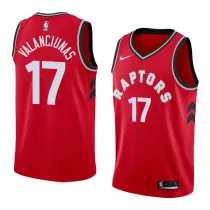NBA Men Toronto Raptors Red #17 VALANCIUNAS Jersey High Quality Name and Number Print