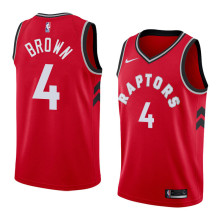 NBA Men Toronto Raptors Red #4 BROWN Jersey High Quality Name and Number Print