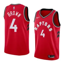 NBA Men Toronto Raptors Red #4 BROWN Jersey High Quality Name and Number Print