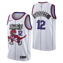 NBA Men Toronto Raptors Classical White #12 BRISSETT Jersey with Drangon High Quality Name and Number Print