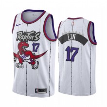 NBA Men Toronto Raptors Classical White #17 LIN Jersey with Drangon High Quality Name and Number Print