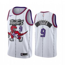 NBA Men Toronto Raptors Classical White #9 IBAKA Jersey with Drangon High Quality Name and Number Print