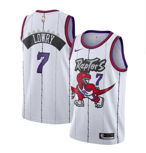 NBA Men Toronto Raptors Classical White #7 LOWRY Jersey with Drangon High Quality Name and Number Print