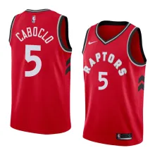 NBA Men Toronto Raptors Red #5 CABOCLO Jersey High Quality Name and Number Print