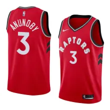 NBA Men Toronto Raptors Red #3 ANUNOBY Jersey High Quality Name and Number Print