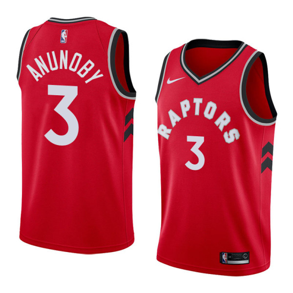 NBA Men Toronto Raptors Red #3 ANUNOBY Jersey High Quality Name and Number Print