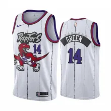 NBA Men Toronto Raptors Classical White #14 GREEN Jersey with Drangon High Quality Name and Number Print