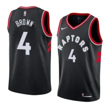 NBA Men Toronto Raptors Black #4 BROWN Jersey High Quality Name and Number Print