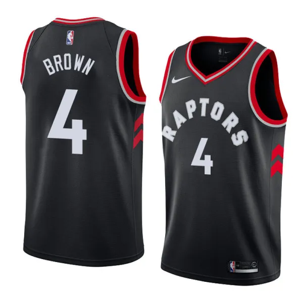 NBA Men Toronto Raptors Black #4 BROWN Jersey High Quality Name and Number Print