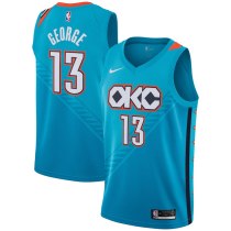 NBA Men Oklahoma City Thunder Light Blue #13 GEORGE Jersey High Quality Name and Number Print