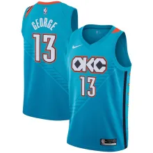 NBA Men Oklahoma City Thunder Light Blue #13 GEORGE Jersey High Quality Name and Number Print