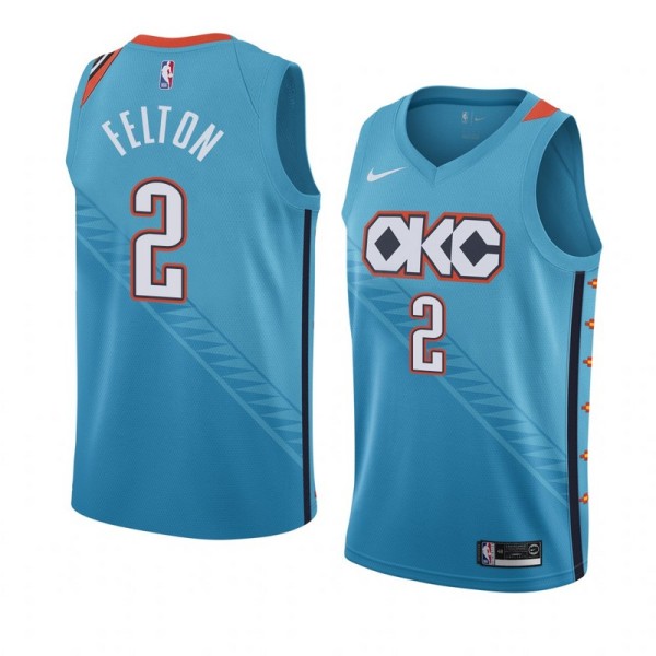 NBA Men Oklahoma City Thunder Light Blue #2 FELTON Jersey High Quality Name and Number Print
