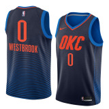 NBA Men Oklahoma City Thunder Dark Blue #0 WESTBROOK Jersey High Quality Name and Number Print