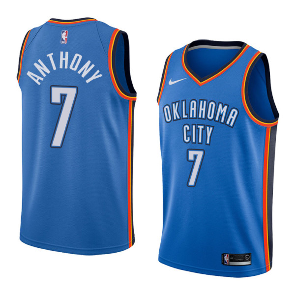 NBA Men Oklahoma City Thunder Blue #7 ANTHONY Jersey High Quality Name and Number Print