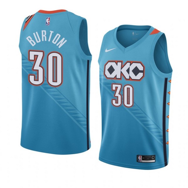 NBA Men Oklahoma City Thunder Light Blue #30 BURTON Jersey High Quality Name and Number Print