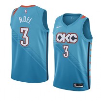NBA Men Oklahoma City Thunder Light Blue #3 NOEL Jersey High Quality Name and Number Print