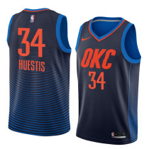 NBA Men Oklahoma City Thunder Dark Blue #34 HUESTIS Jersey High Quality Name and Number Print