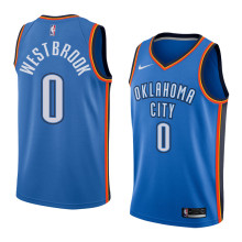 NBA Men Oklahoma City Thunder Blue #0 WESTBROOK Jersey High Quality Name and Number Print