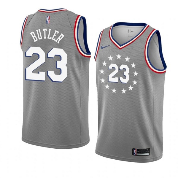 NBA Men Philadelphia 76ers Grey City #23 BUTLER Jersey High Quality Name and Number Print