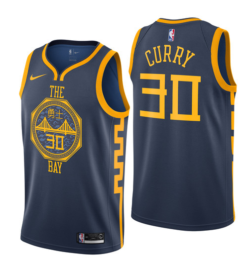 NBA Men Golden State Warriors Navy #30 CURRY Jersey High Quality Name and Number Print
