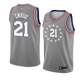 NBA Men Philadelphia 76ers Grey City #21 EMBIID Jersey High Quality Name and Number Print