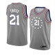 NBA Men Philadelphia 76ers Grey City #21 EMBIID Jersey High Quality Name and Number Print
